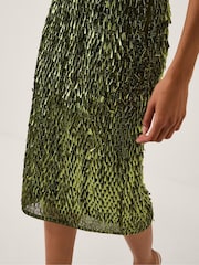 Monsoon Green Serenity Sequin Midi Skirt - Image 4 of 4