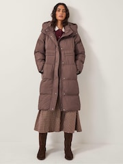 Monsoon Brown Molly Long Puffer Coat - Image 1 of 5