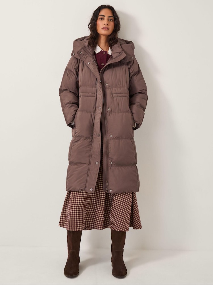 Monsoon Brown Molly Long Puffer Coat - Image 1 of 5