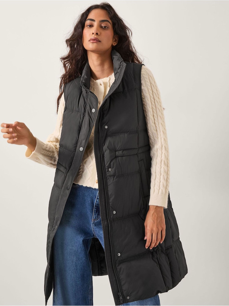 Monsoon Black Nelly Long Padded Gilet - Image 1 of 6