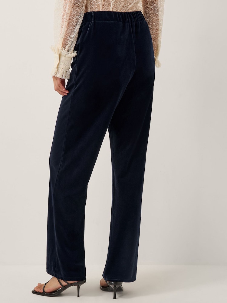 Monsoon Blue Mila Straight Velvet Trousers - Image 2 of 6 Monsoon Blue Mila Straight Velvet Trousers - Image 2 of 6