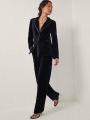 Monsoon Blue Mila Straight Velvet Trousers - Image 4 of 6