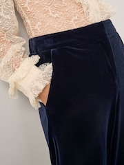 Monsoon Blue Mila Straight Velvet Trousers - Image 5 of 6