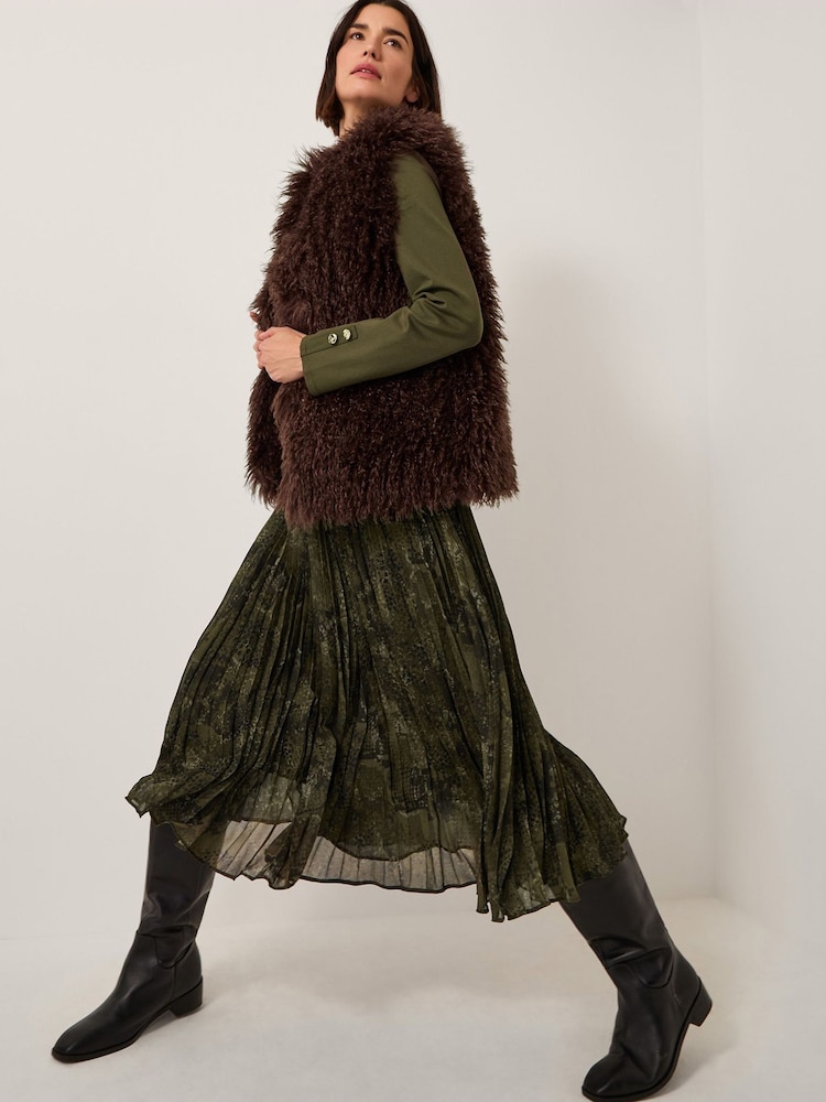 Monsoon Green Synthia Snakeskin Pleated Midi Dress - Image 2 of 5 Monsoon Green Synthia Snakeskin Pleated Midi Dress - Image 2 of 5
