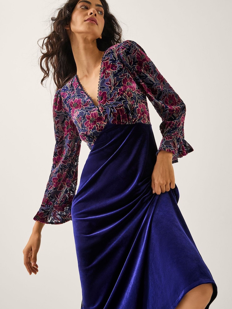 monsoon purple dress Buy Monsoon Purple Milena Floral Devoré Velvet Midi Dress from Next USA