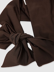 Reiss Chocolate Brown Maisie Wrap-Around Ruched Bikini Top - Image 6 of 6