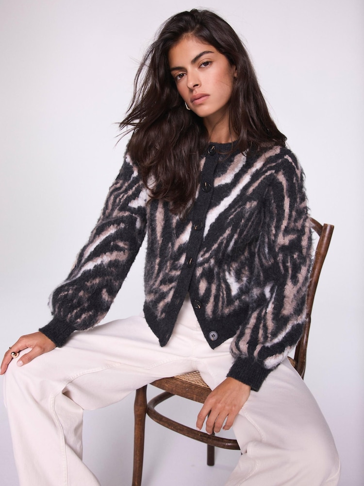 Mint Velvet Natural Zebra Knit Cardigan - Image 2 of 7