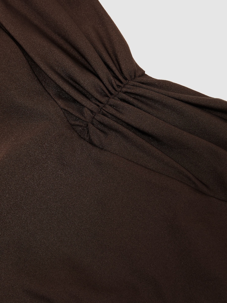 Reiss Chocolate Brown Maisie High-Waisted Ruched Bikini Bottoms - Image 6 of 6 Reiss Chocolate Brown Maisie High-Waisted Ruched Bikini Bottoms - Image 6 of 6