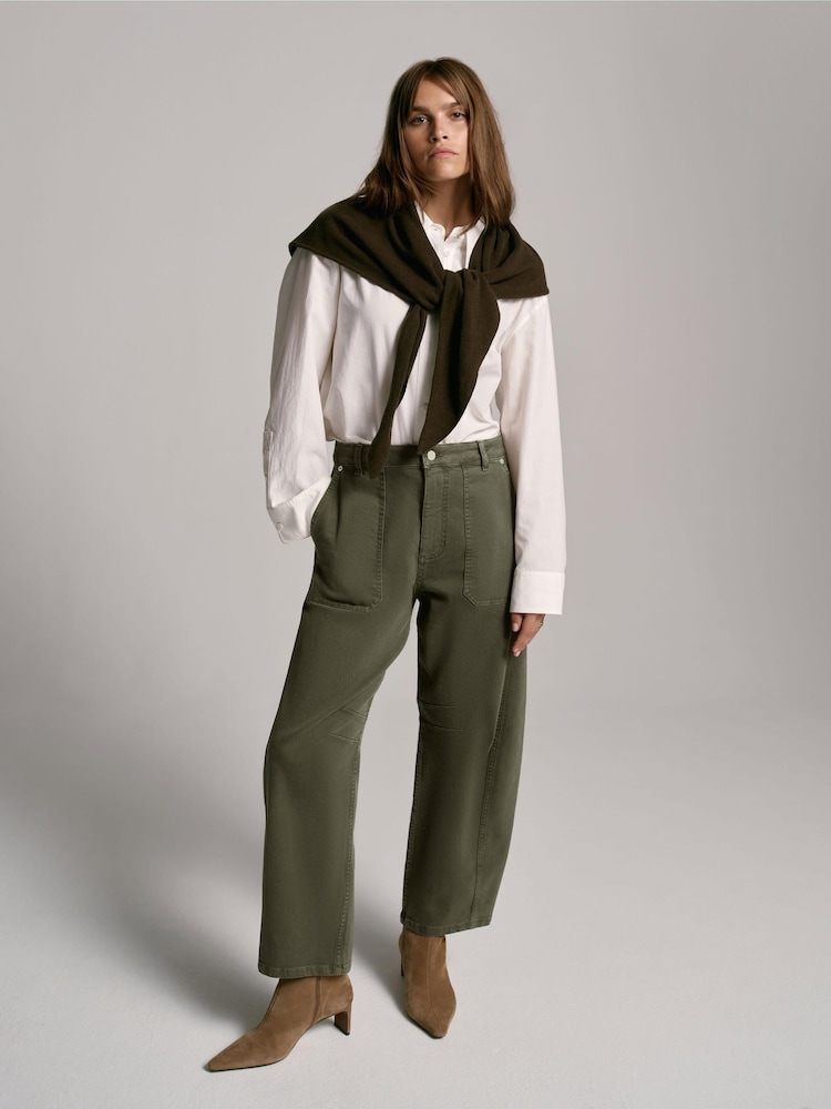 Mint Velvet Green Utility Barrel Leg Jeans - Image 1 of 8
