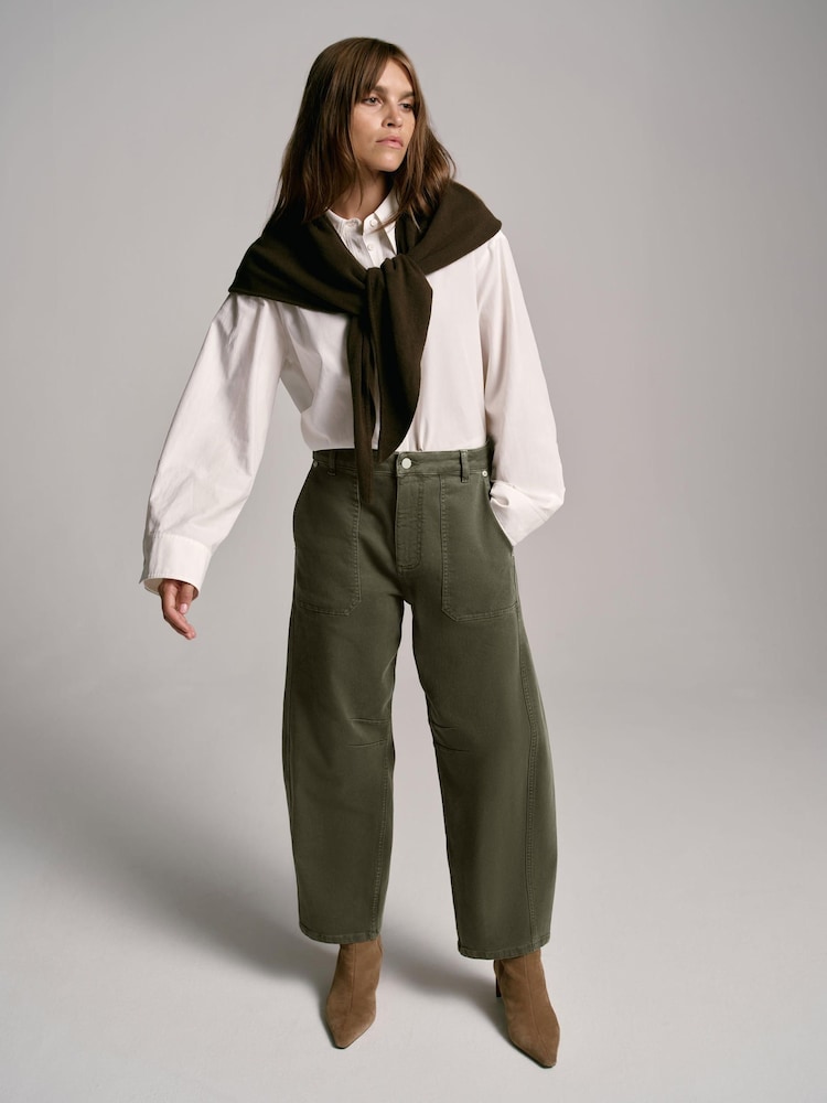Mint Velvet Green Utility Barrel Leg Jeans - Image 2 of 8