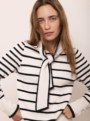 Mint Velvet Grey Striped Scarf Knit Mini Dress - Image 3 of 7