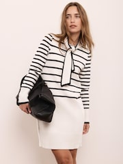 Mint Velvet Grey Striped Scarf Knit Mini Dress - Image 5 of 7