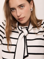 Mint Velvet Grey Striped Scarf Knit Mini Dress - Image 6 of 7