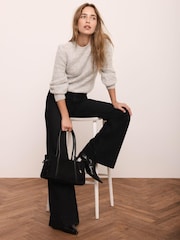 Mint Velvet Grey Knit Balloon Sleeve Jumper - Image 1 of 8
