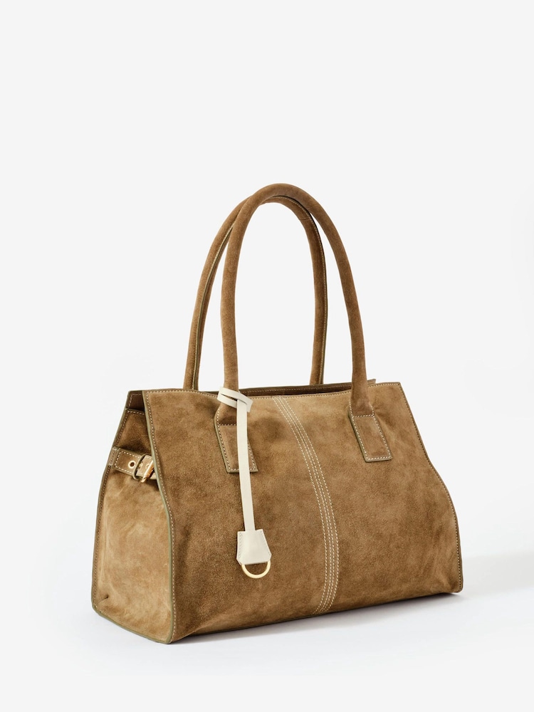 Mint Velvet Green Suede Tote Bag - Image 2 of 4