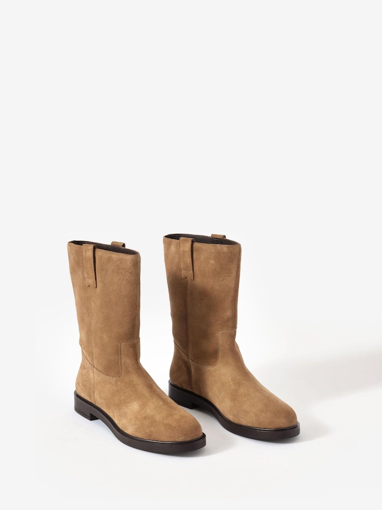 Mint Velvet Natural Hina Suede Pull On Boots - Image 2 of 4 Mint Velvet Natural Hina Suede Pull On Boots - Image 2 of 4