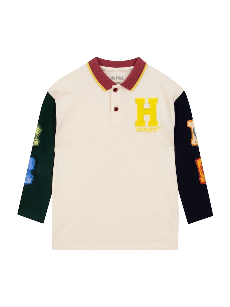 Character Cream Harry Potter Long Sleeve Polo Shirt - Hogwarts - Image 1 of 12