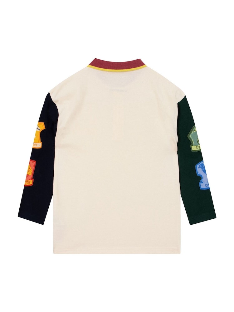 Character Cream Harry Potter Long Sleeve Polo Shirt - Hogwarts - Image 2 of 12 Character Cream Harry Potter Long Sleeve Polo Shirt - Hogwarts - Image 2 of 12