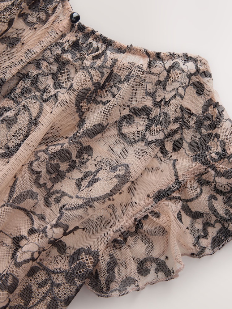 Pink/Black Lace Tiered Occasion Maxi Dress - Image 3 of 3