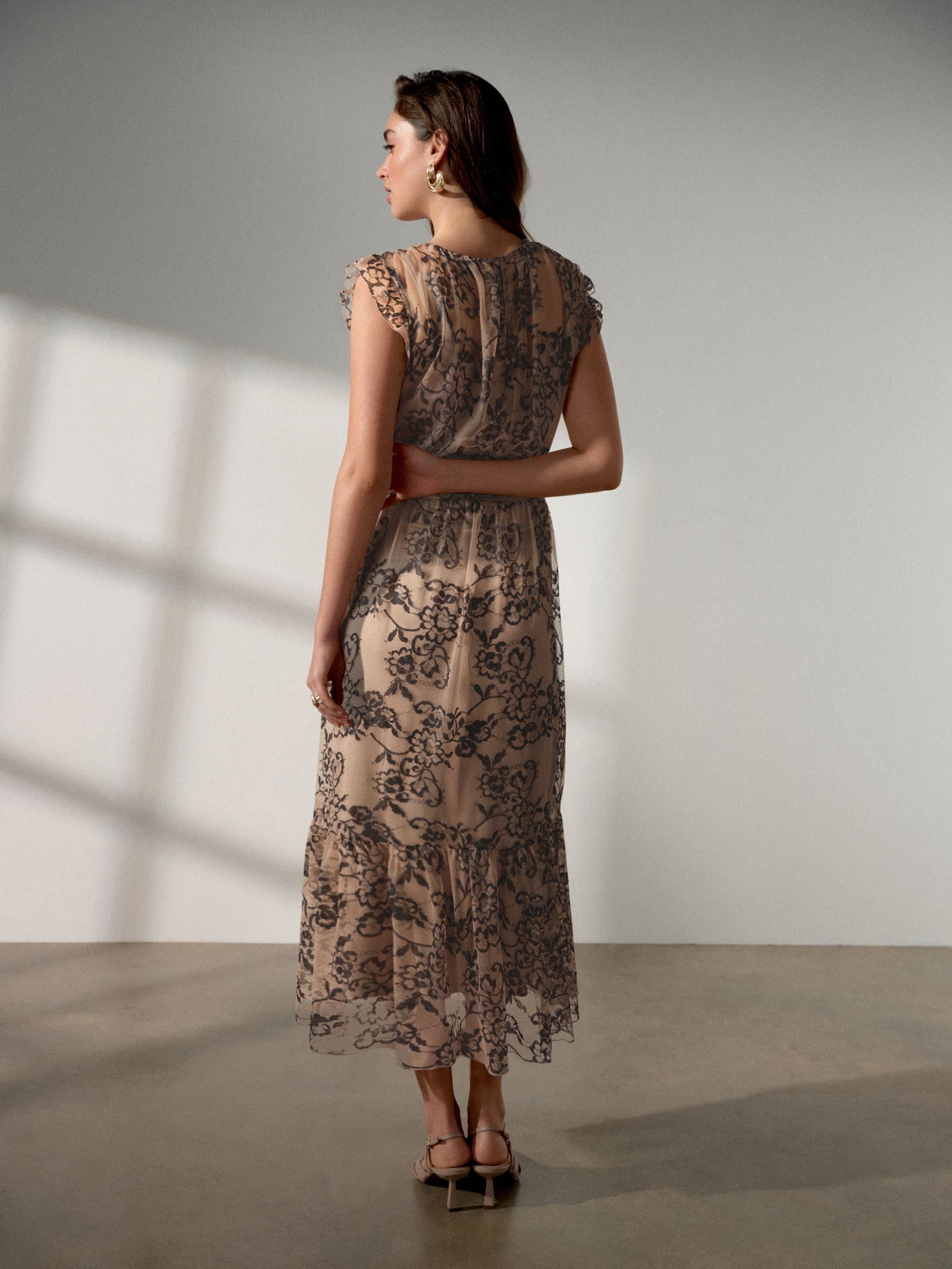 Kopen Roze/zwart - Lace Tiered Occasion Maxi Dress van Next Nederland