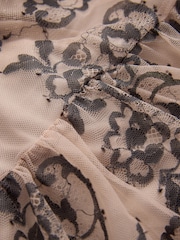 Pink/Black Lace Tiered Occasion Maxi Dress - Image 7 of 8