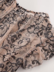Pink/Black Lace Tiered Occasion Maxi Dress - Image 8 of 8