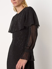 Whistles Black Hot Fix Cape Midi Dress - Image 4 of 5