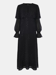 Whistles Black Hot Fix Cape Midi Dress - Image 5 of 5