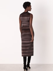 Whistles Brown Sleeveless Plisse Midi Dress - Image 2 of 5