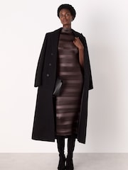 Whistles Brown Sleeveless Plisse Midi Dress - Image 3 of 5