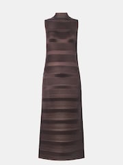 Whistles Brown Sleeveless Plisse Midi Dress - Image 5 of 5