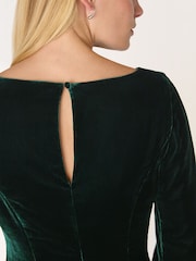 Verde - Whistles Velvet Flare Sleeve Dress - Imagen 4 de 5