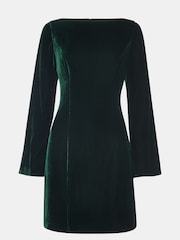 Verde - Whistles Velvet Flare Sleeve Dress - Imagen 5 de 5