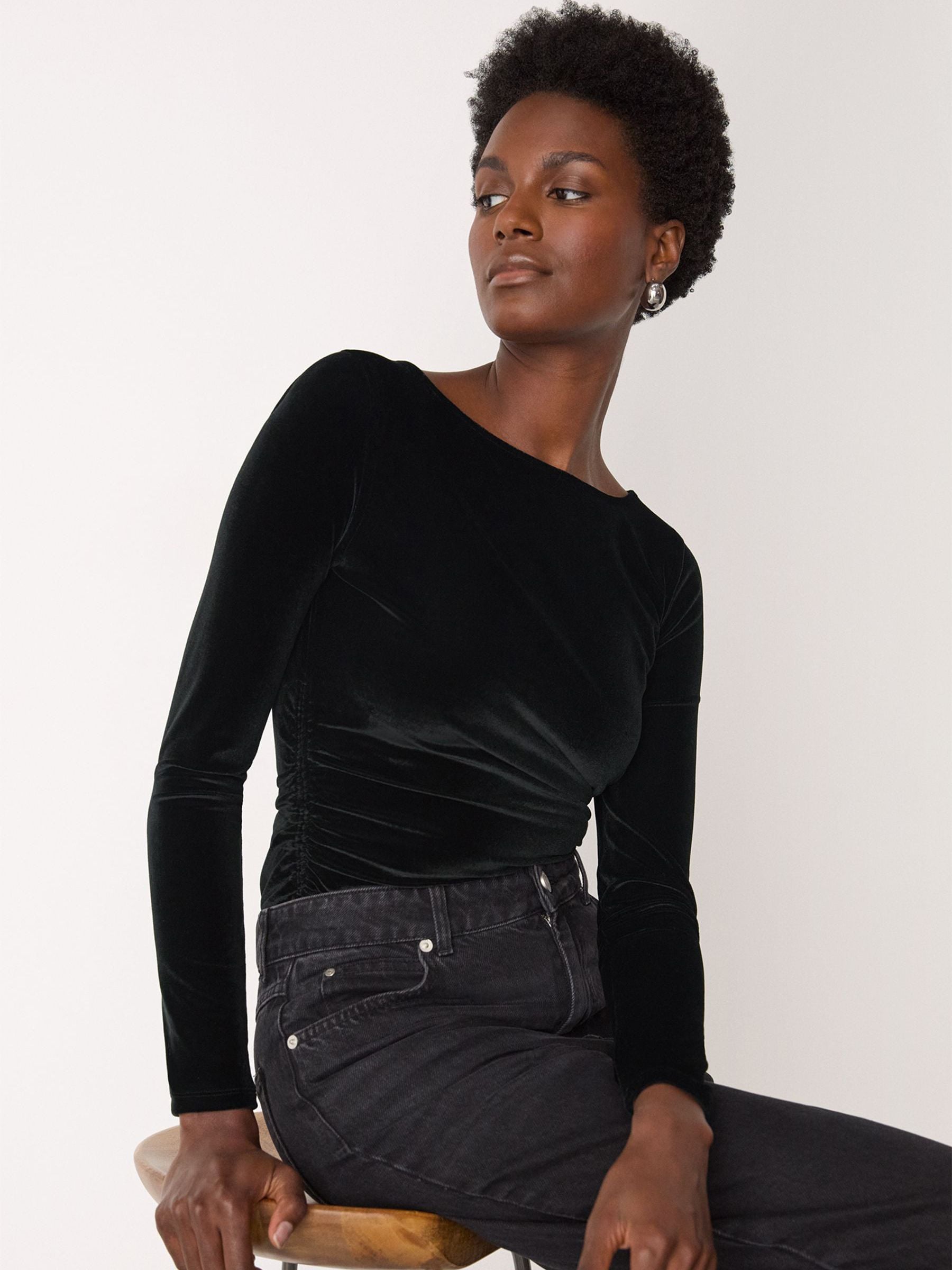 トップス Sharp Neck Velour Tops (black) Buy Whistles Black Straight Neck Velvet Top from the Next UK