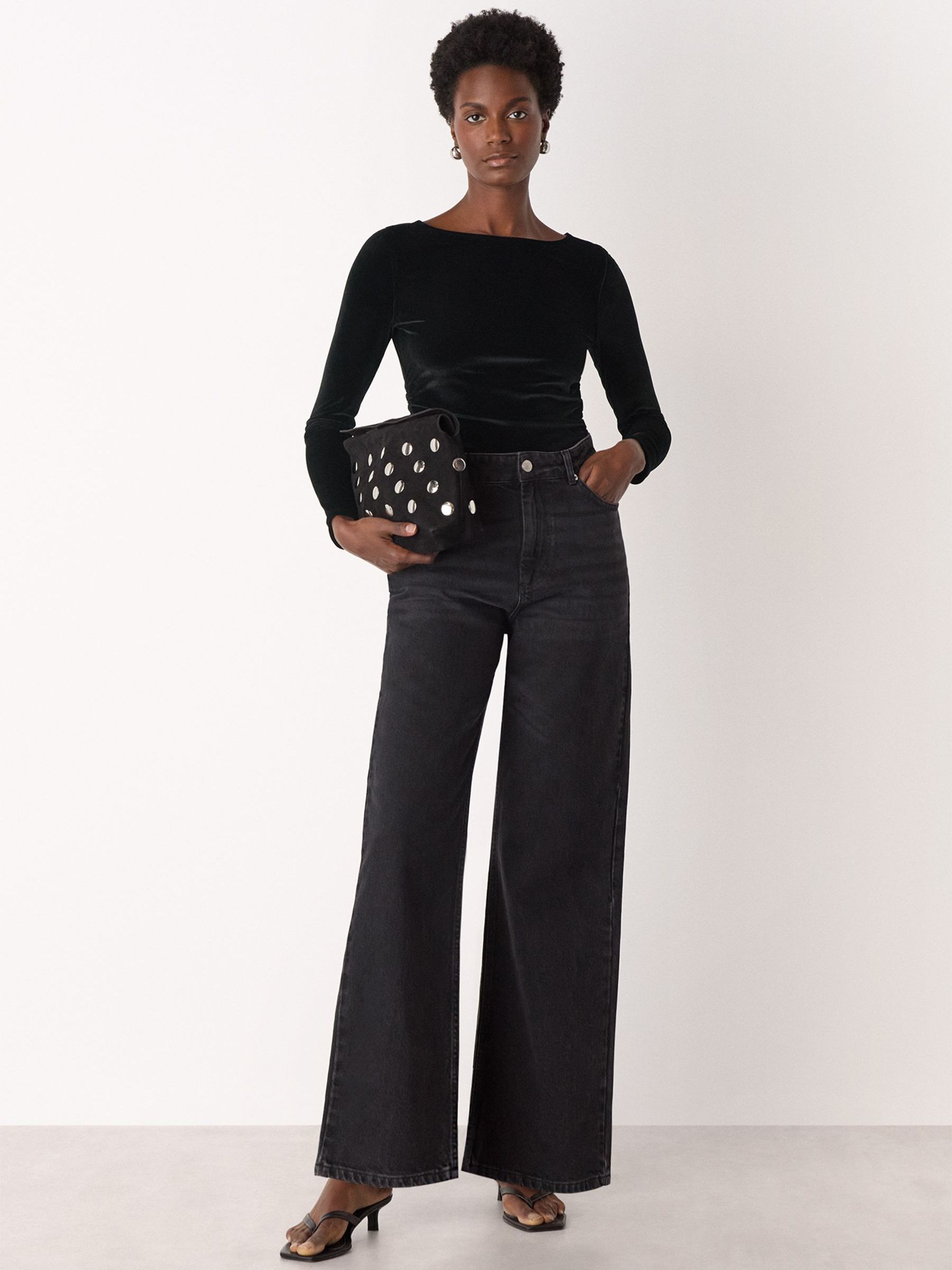Buy Whistles Black Straight Neck Velvet Top from Next USA