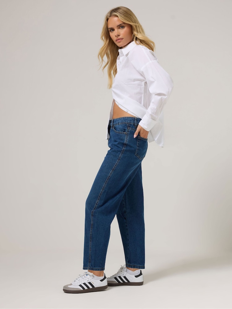 PixieGirl Petite Blue Barrel Non Stretch Jeans - Image 2 of 5 PixieGirl Petite Blue Barrel Non Stretch Jeans - Image 2 of 5