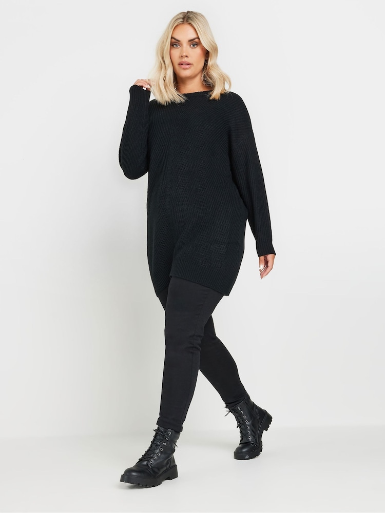 Yours Curve Black Essential Knitted Jumper - Image 2 of 4