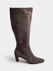 Long Tall Sally Brown Faux Suede Knee High Boots - Image 2 of 5