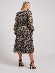 Yours Curve Black London Floral Midaxi Dress - Image 3 of 5