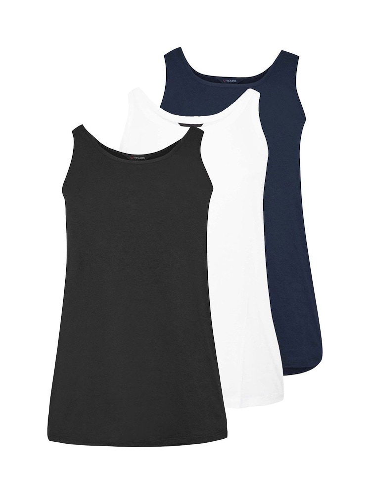 Yours Curve Black 3 Pack Core Vest Tops - Image 6 of 6