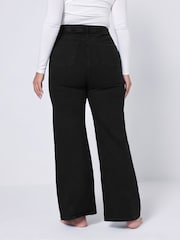 Yours Curve Black Wide Leg Jeans - Image 3 of 5
