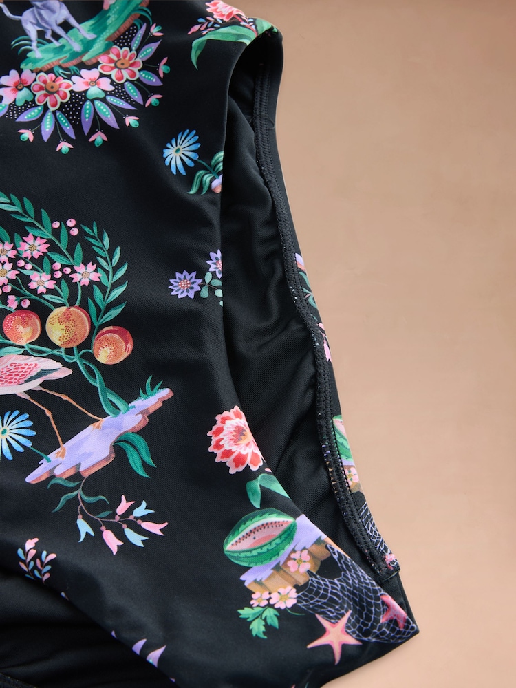 Cath Kidston Monochrome Island Print Frill Trim Swimsuit - Image 3 of 3