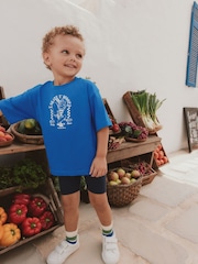 Cobalt Blue Short Sleeve T-Shirt and Cycling Shorts Set (3mths-7yrs) - Image 1 of 14