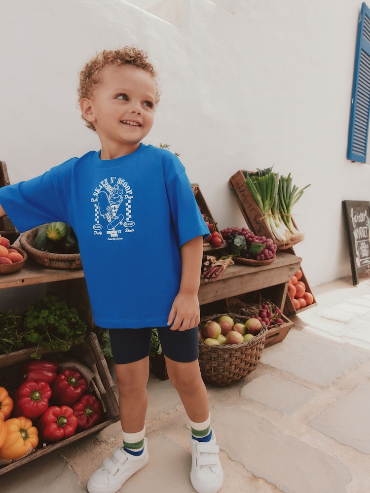 Cobalt Blue Short Sleeve T-Shirt and Cycling Shorts Set (3mths-7yrs) - Image 1 of 14