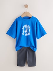 Cobalt Blue Short Sleeve T-Shirt and Cycling Shorts Set (3mths-7yrs) - Image 10 of 14