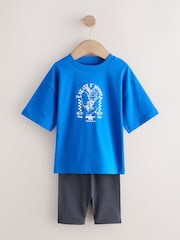 Cobalt Blue Short Sleeve T-Shirt and Cycling Shorts Set (3mths-7yrs) - Image 9 of 14