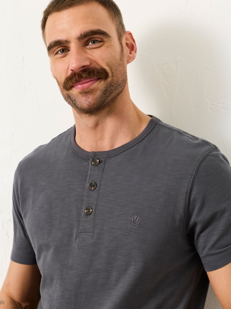 FatFace Washed Black Short Sleeve Woodside Henley - Image 1 of 6