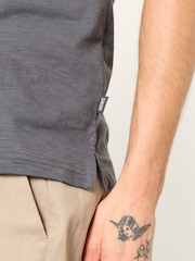 FatFace Washed Black Short Sleeve Woodside Henley - Image 4 of 6