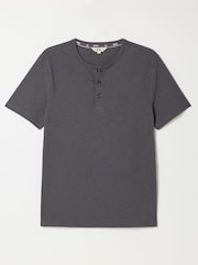 FatFace Washed Black Short Sleeve Woodside Henley - Image 6 of 6