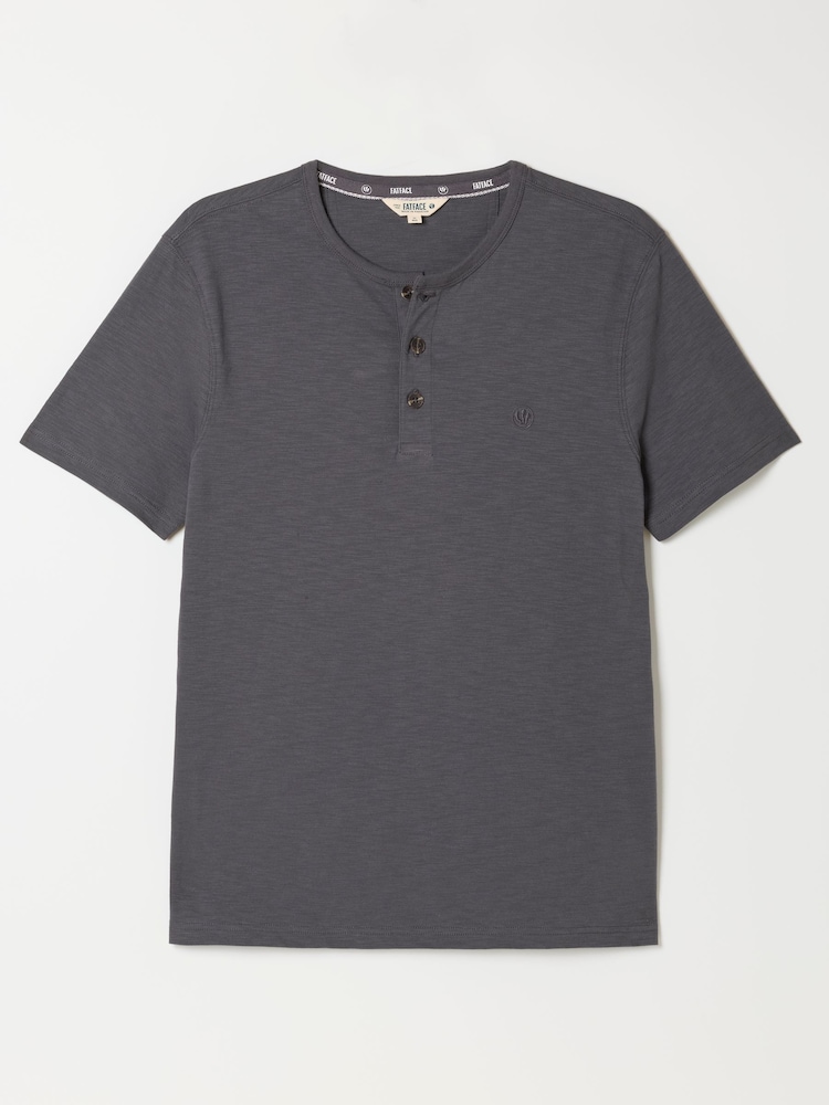 FatFace Washed Black Short Sleeve Woodside Henley - Image 6 of 6